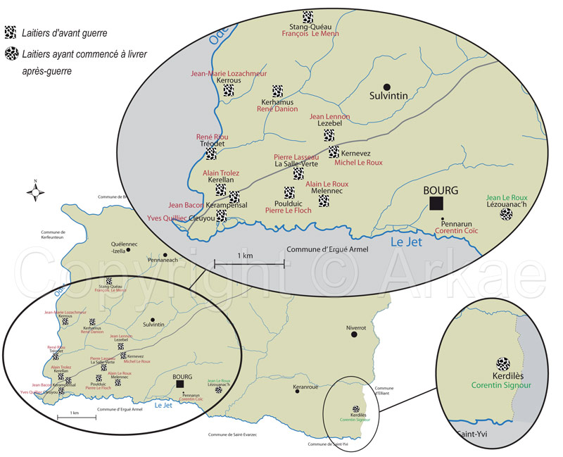 Arkae > Archives > Patrimoine rural> Laitiers d'Ergué-Gabéric > Carte